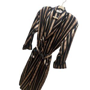Victoria's Secret Vintage 90's Gold and Black Striped Long Satin Robe